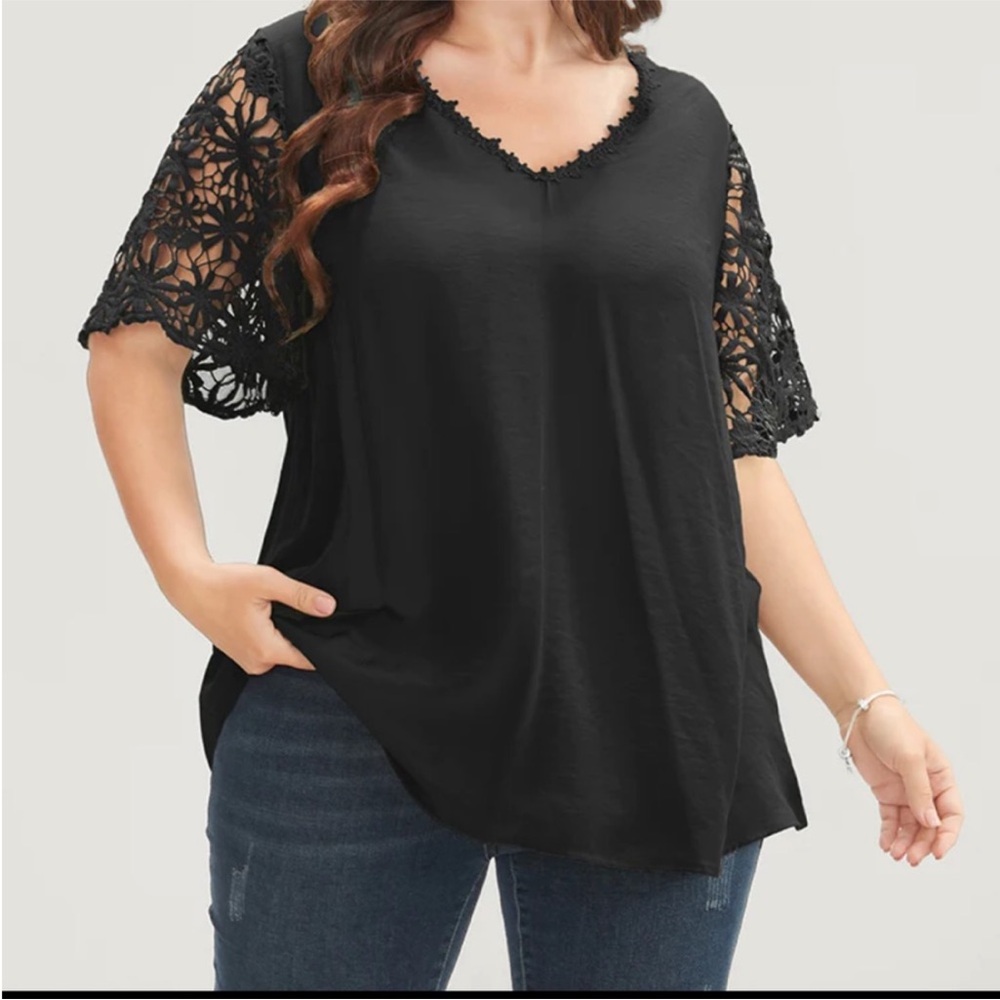 Black Floral Sleeve Top